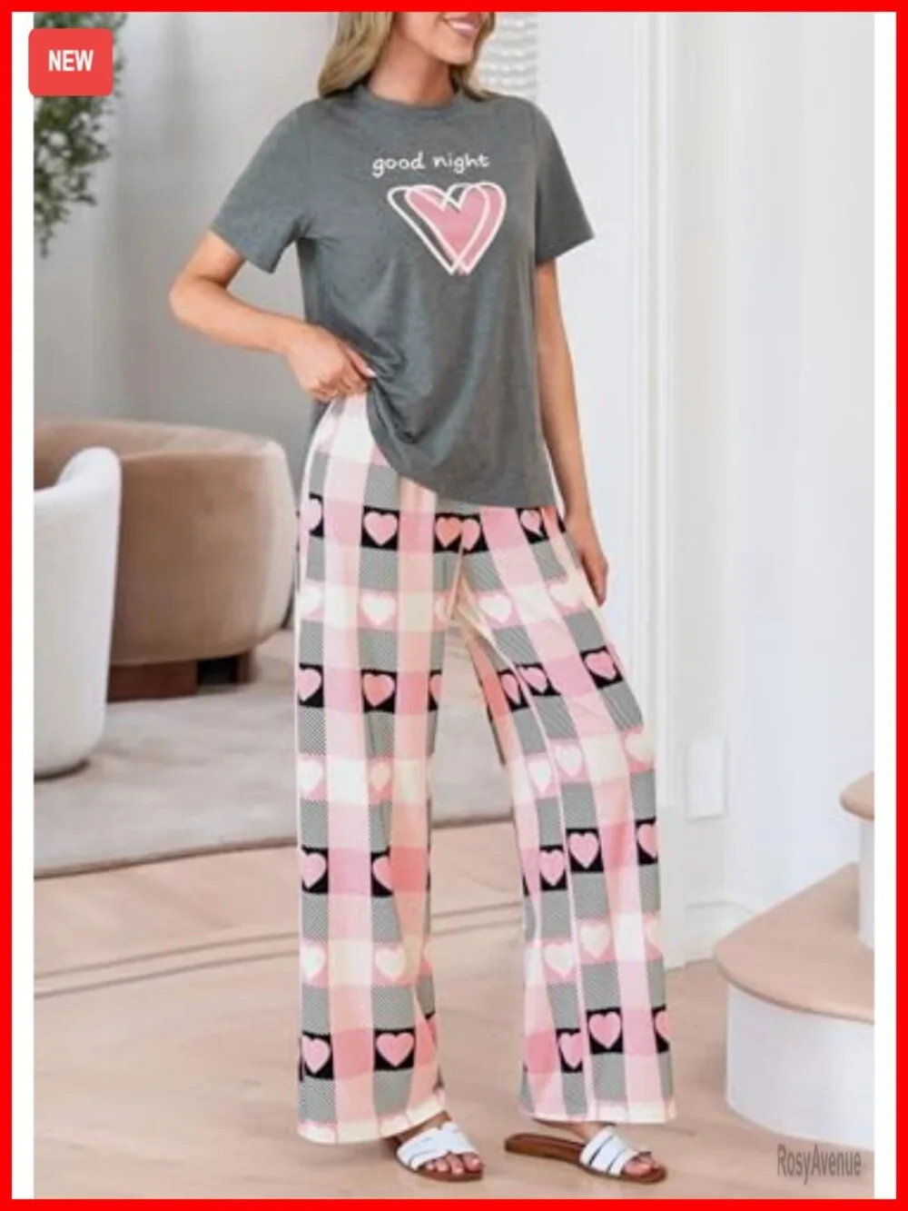 Women's 2 Piece Lounge Set with Palazzo Pants and Tee